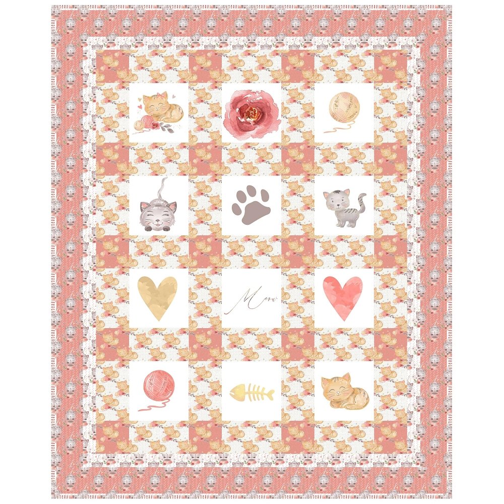 Sweet Cats Quilt Kit - 60 1/2" x 74 1/2"