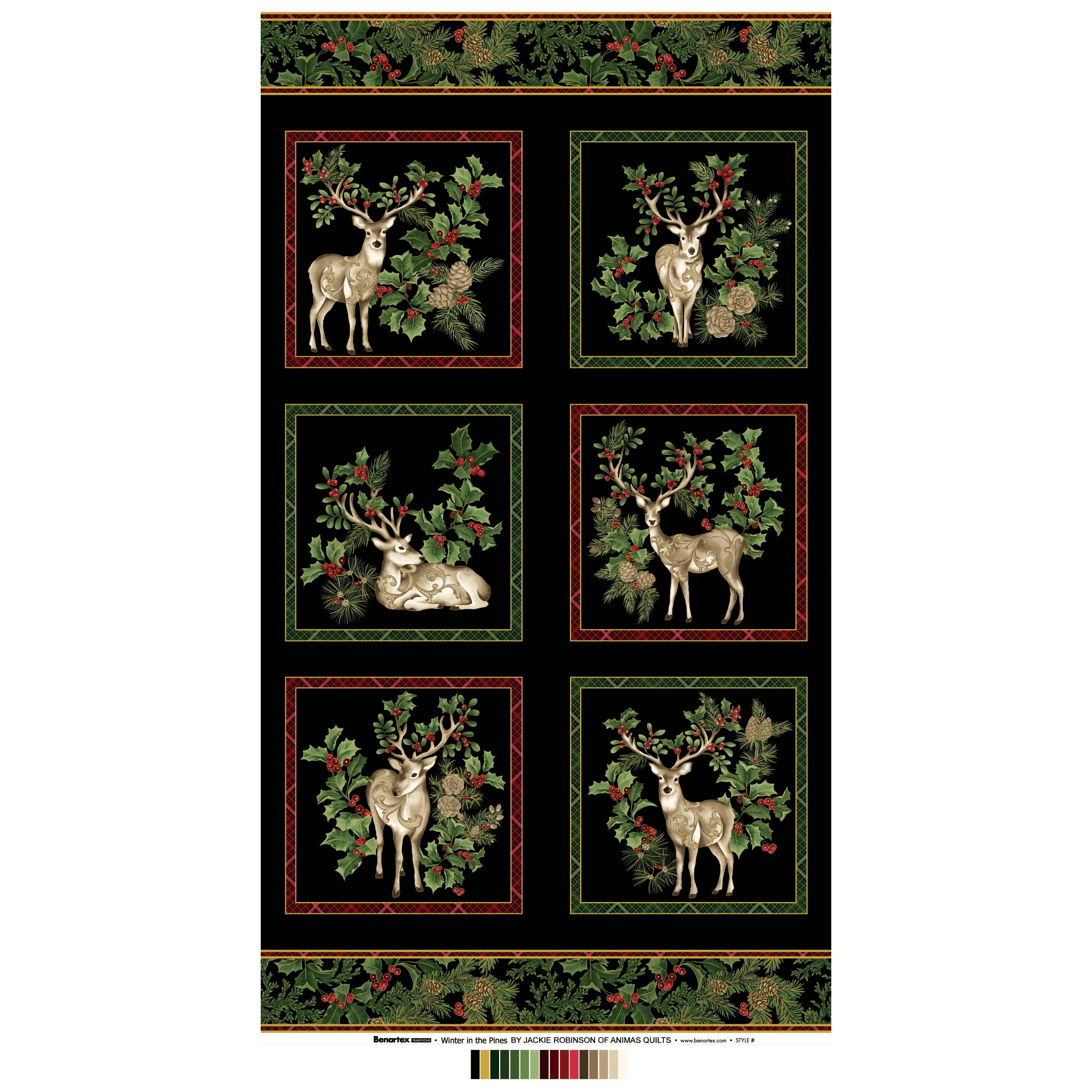 Winter In The Pines Fabric Collection - Fabric Panel Black/Multi