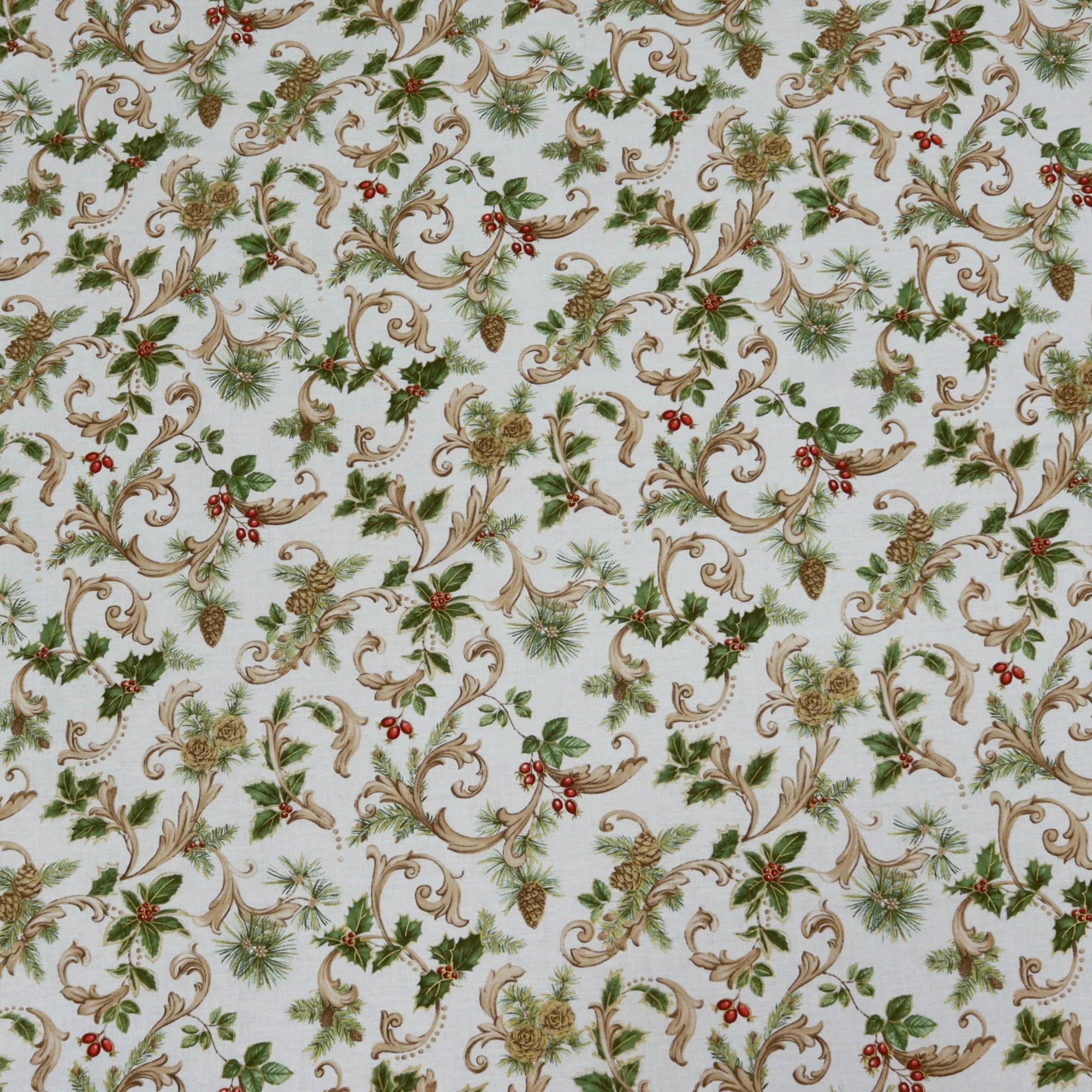Winter In The Pines Fabric Collection - Magic Scroll Pine Cream