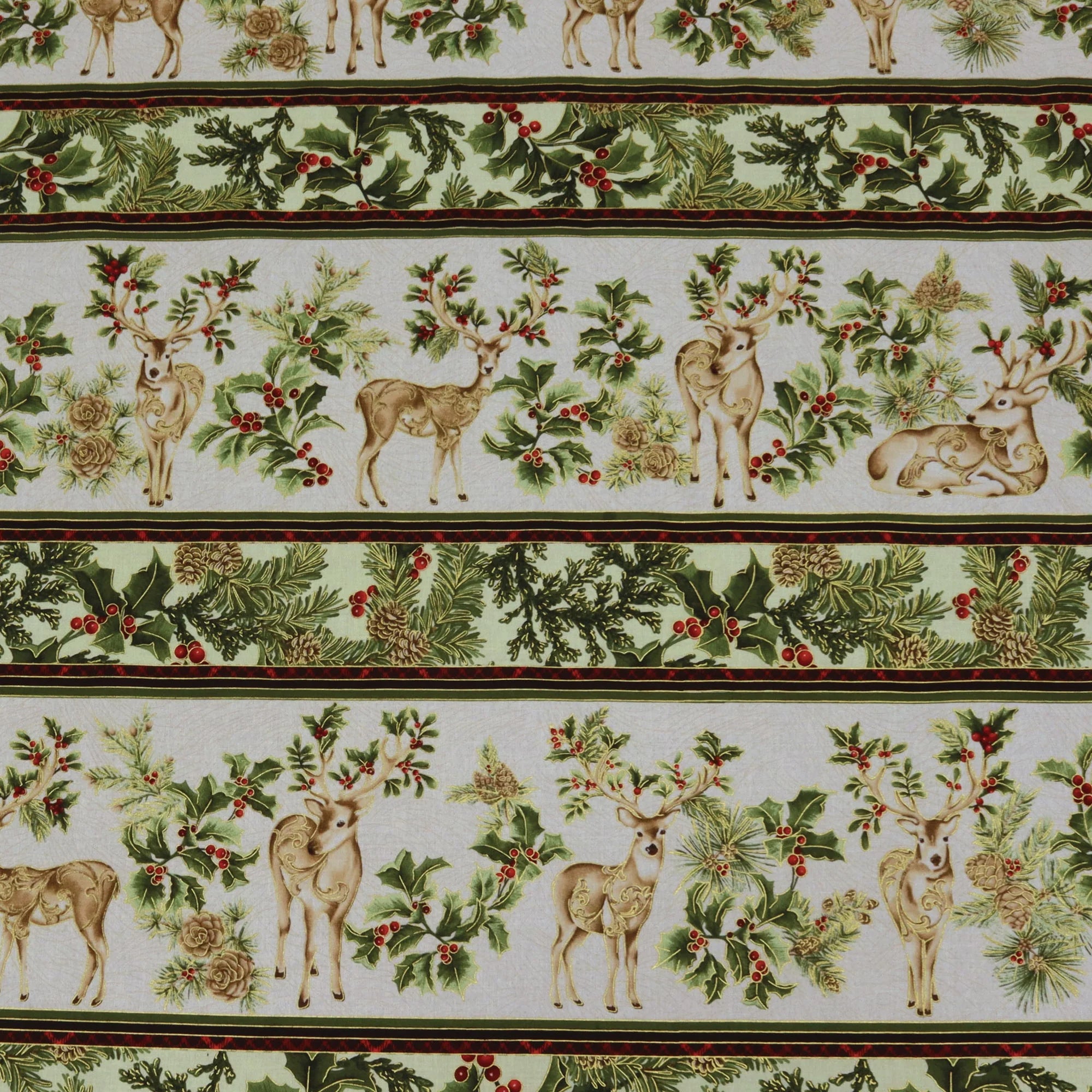 Winter In The Pines Fabric Collection - Winter In The Pines Stripes Cream