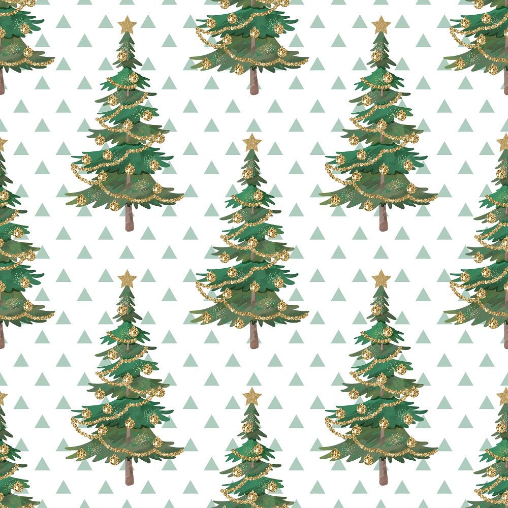 Christmas Trees & Triangles Fabric - Green