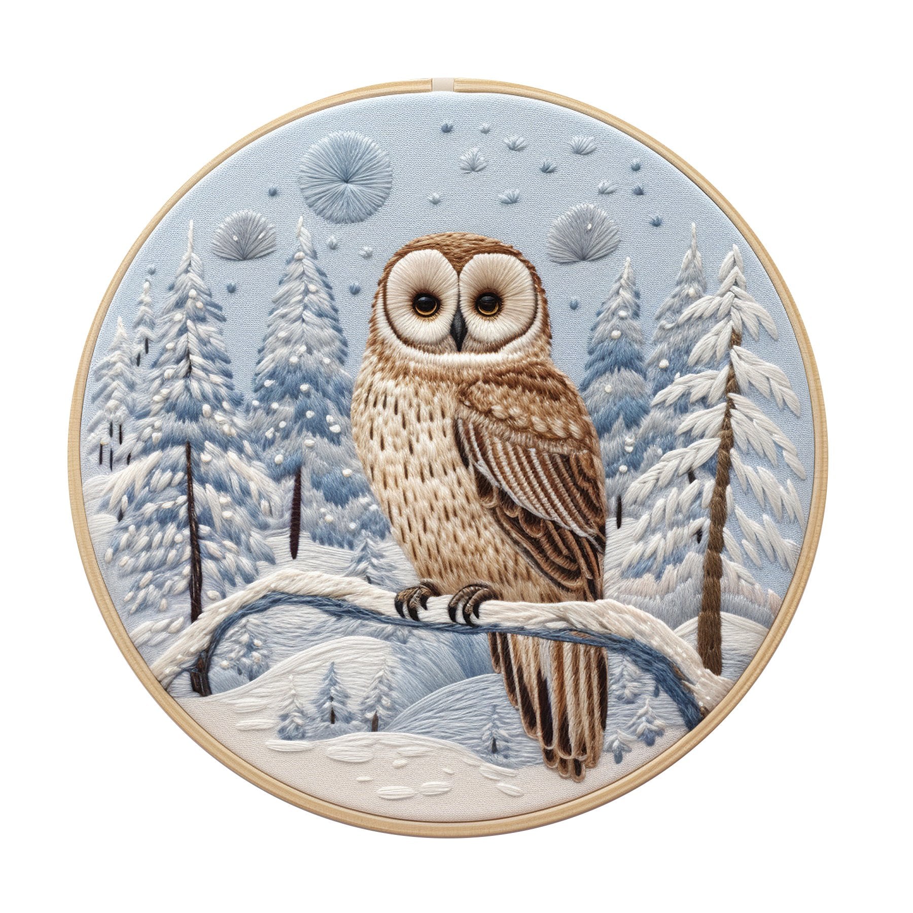 Christmas Ornaments Owl #1 Fabric Panel