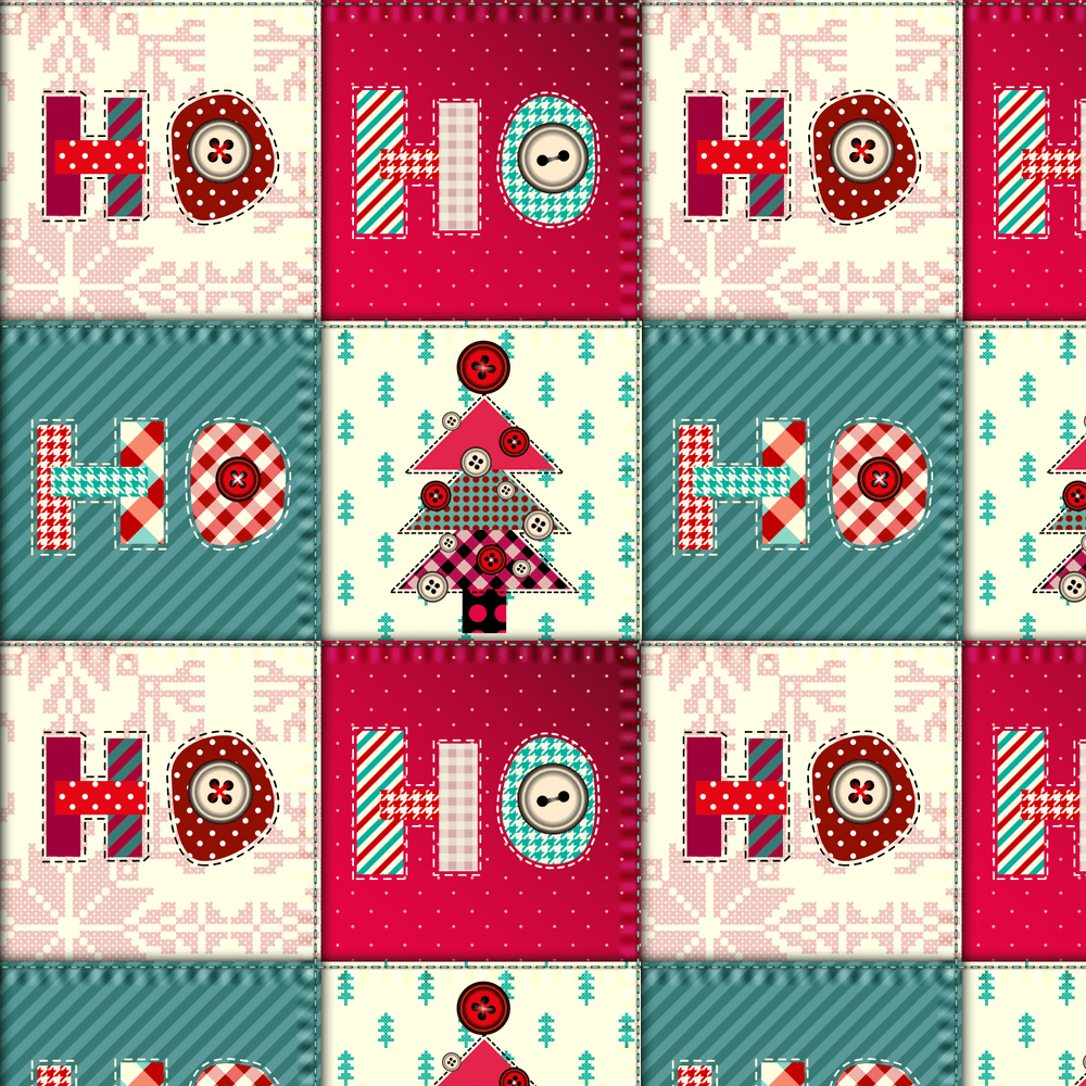 Christmas Pattern Patchwork Fabric - Multi