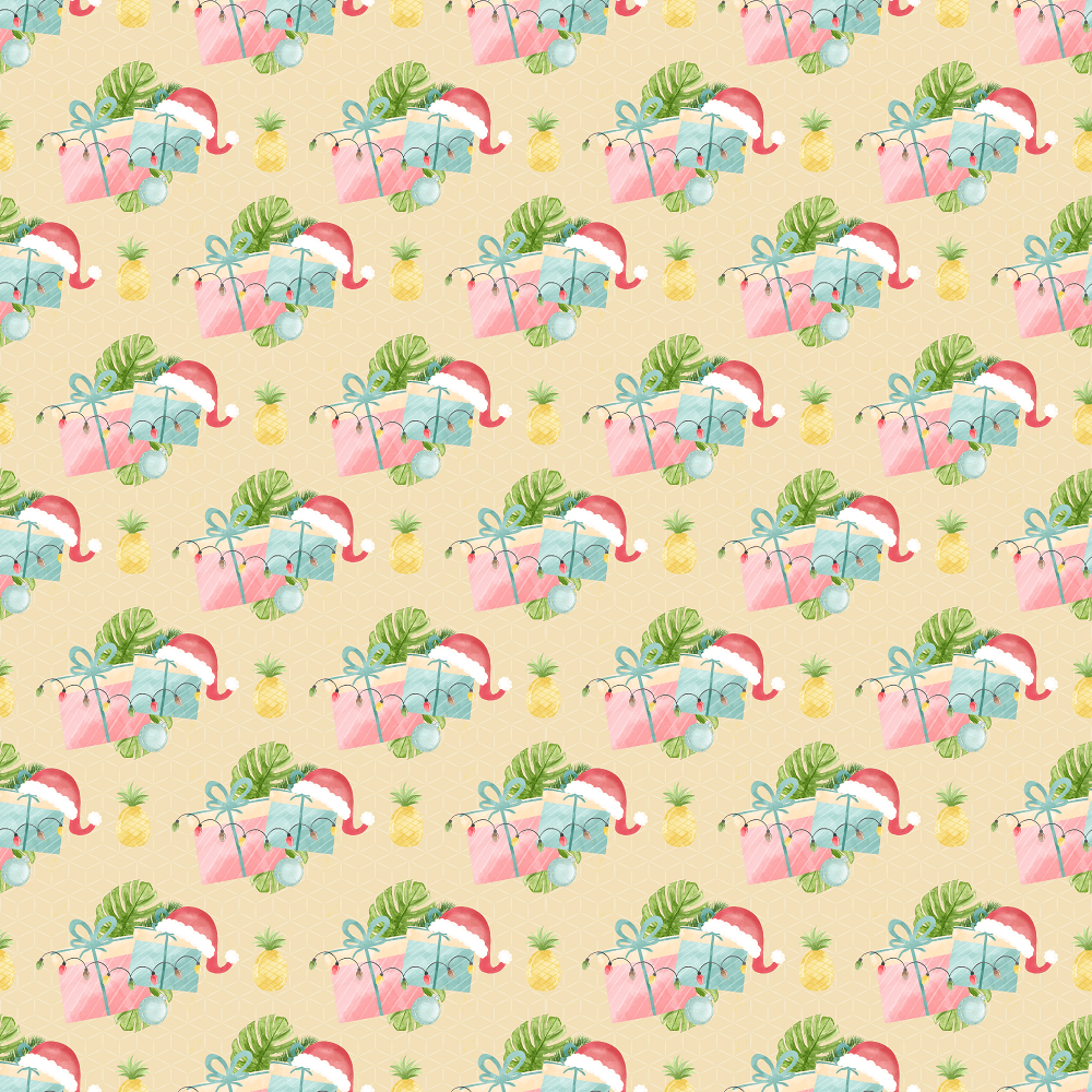 Christmas Presents & Pineapples Fabric - Yellow