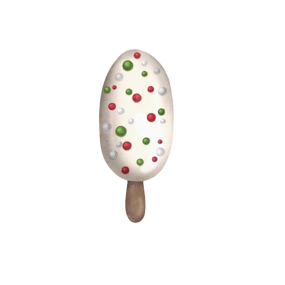 Christmas Sprinkles Popsicle Fabric Panel - White