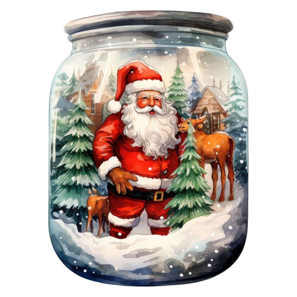 Christmas in a Jar Santa Fabric Panel