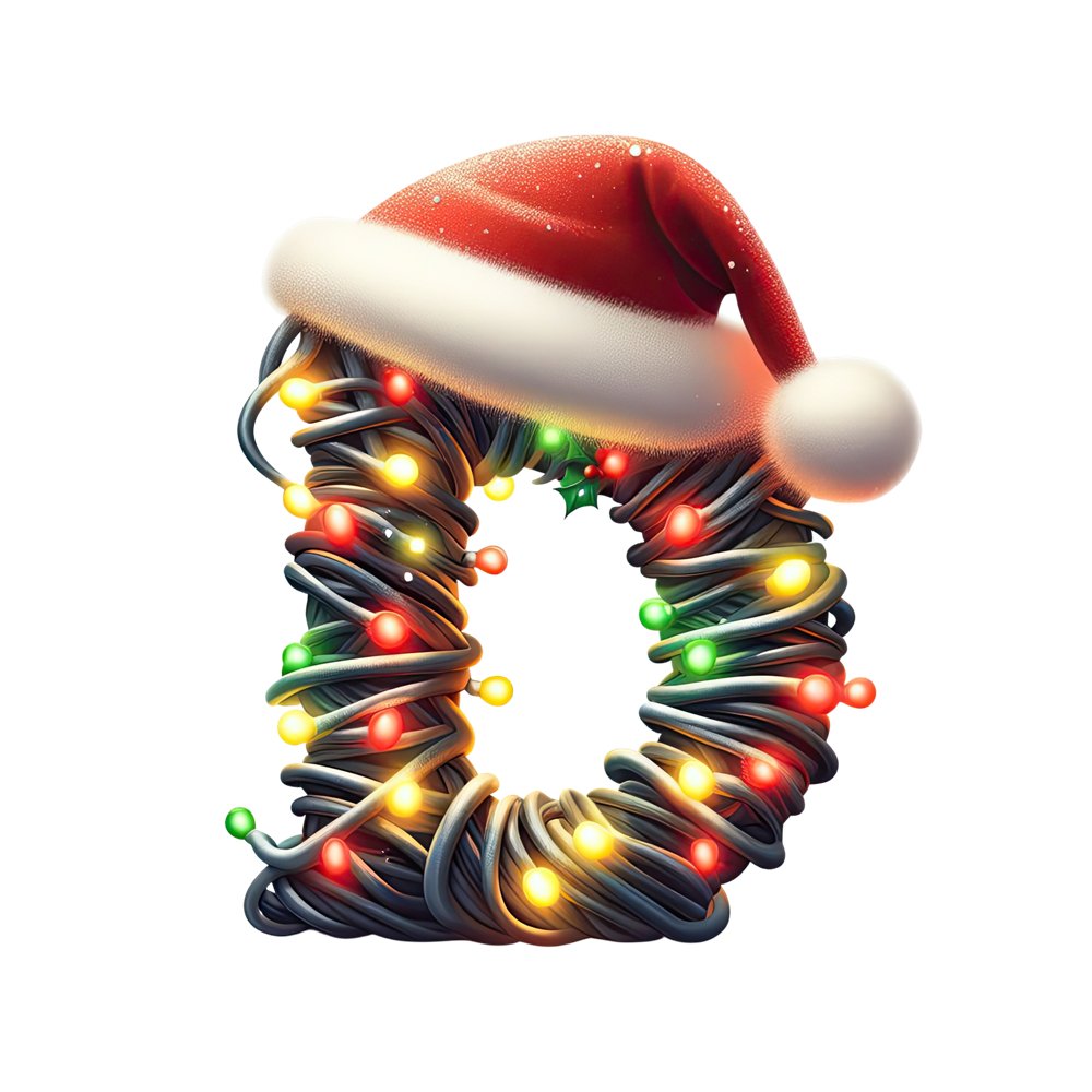 Christmas Lights Wrapped Letter ''D'' Fabric Panel