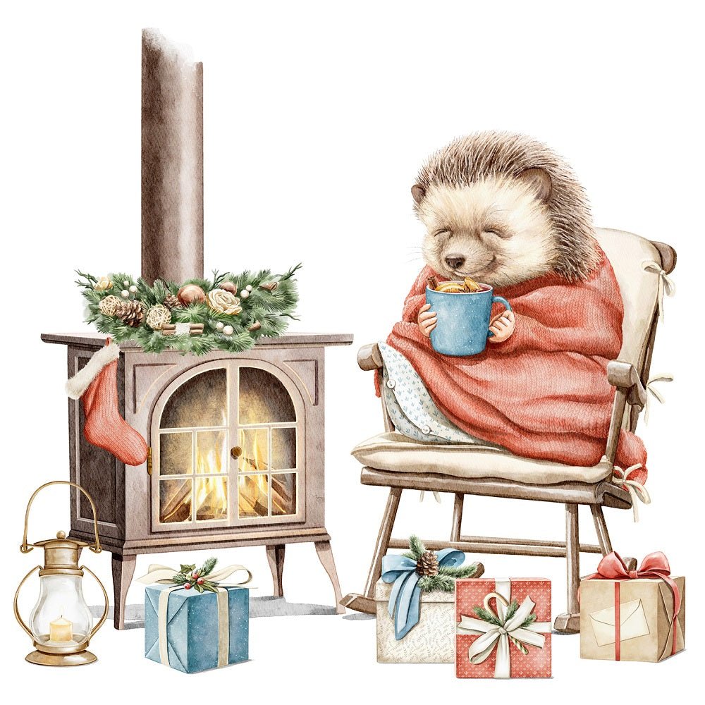 Christmas Little Critters Scene #2 Fabric Panel