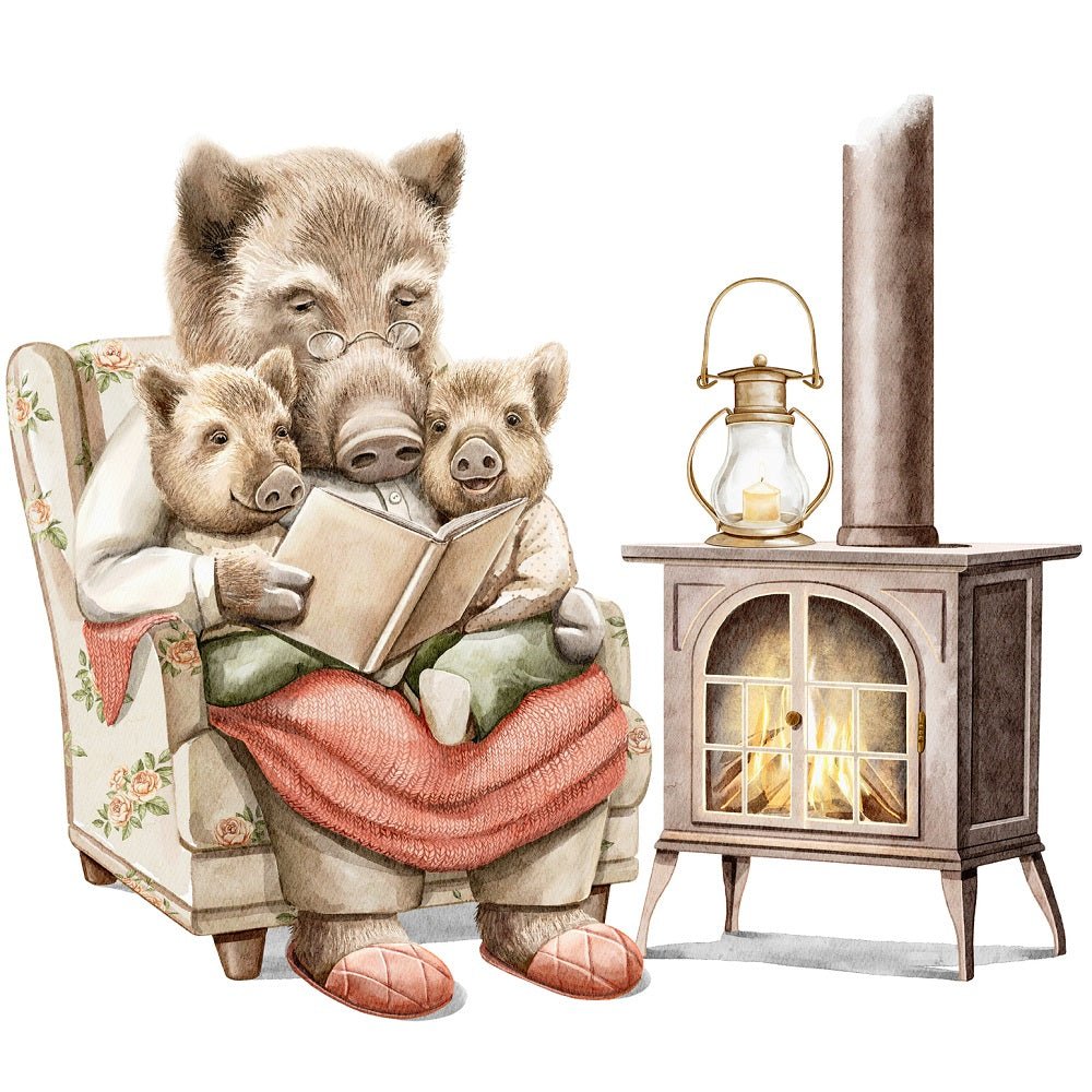 Christmas Little Critters Scene #7 Fabric Panel