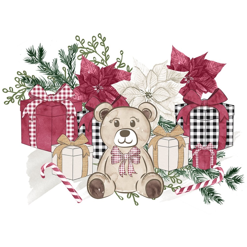 Christmas Home Scene #4 Fabric Panel