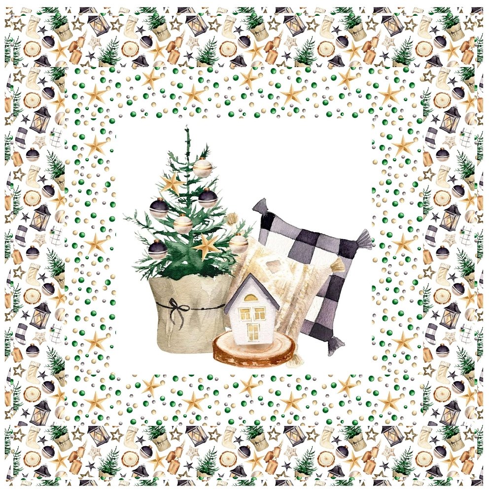 Christmas Farmhouse Gnome Scene Wall Hanging 42" x 42"