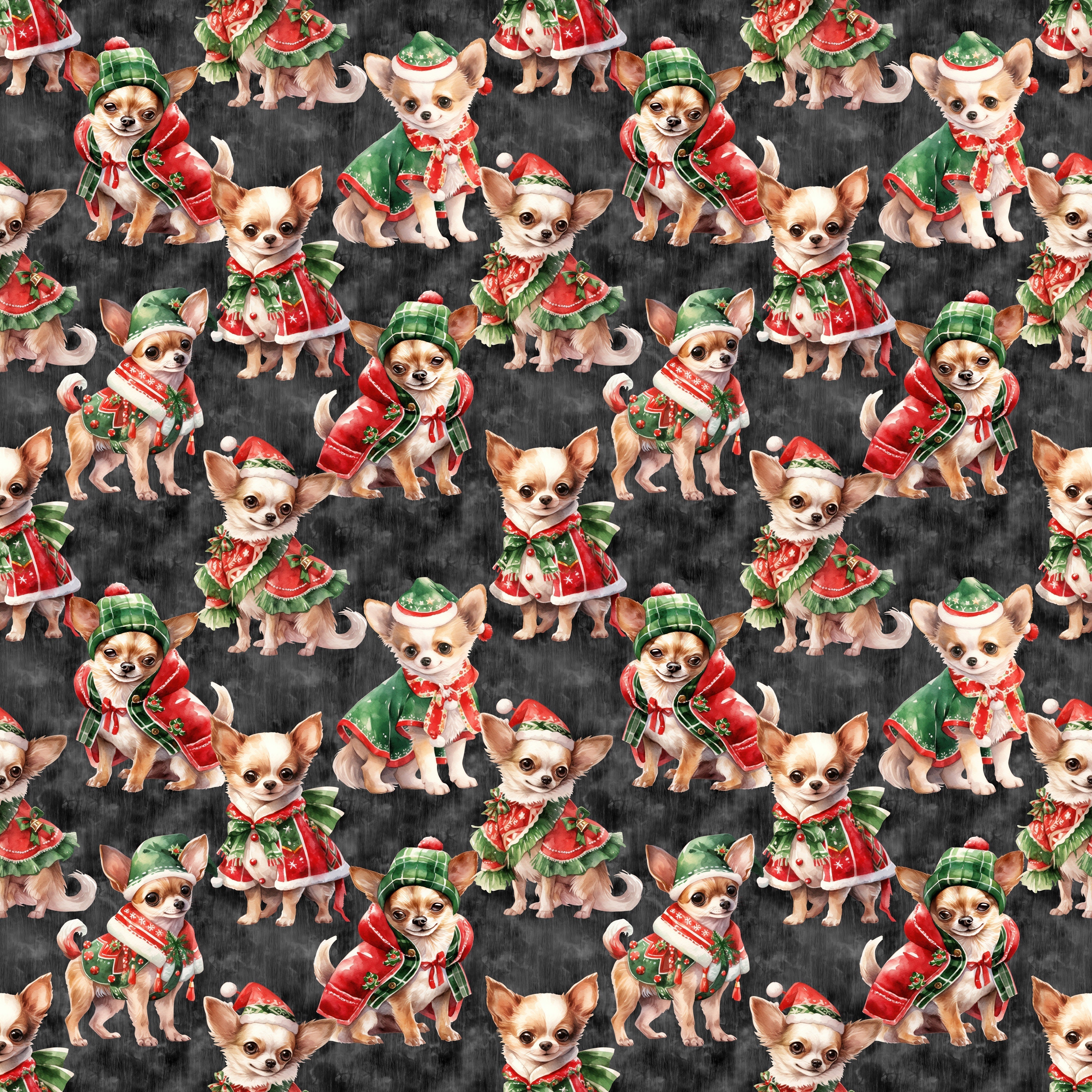 Christmas Chihuahuas Fabric
