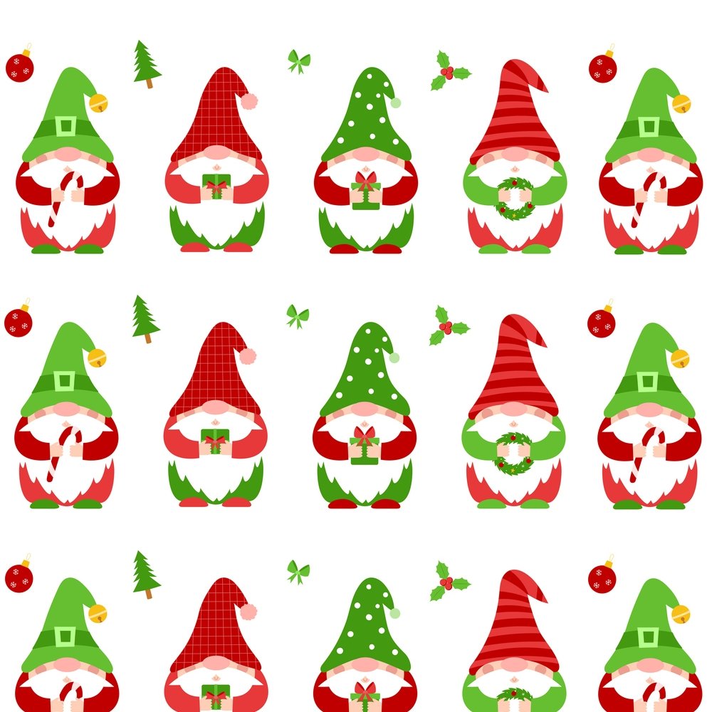 Christmas Dwarfs & Gifts Fabric Variation 1