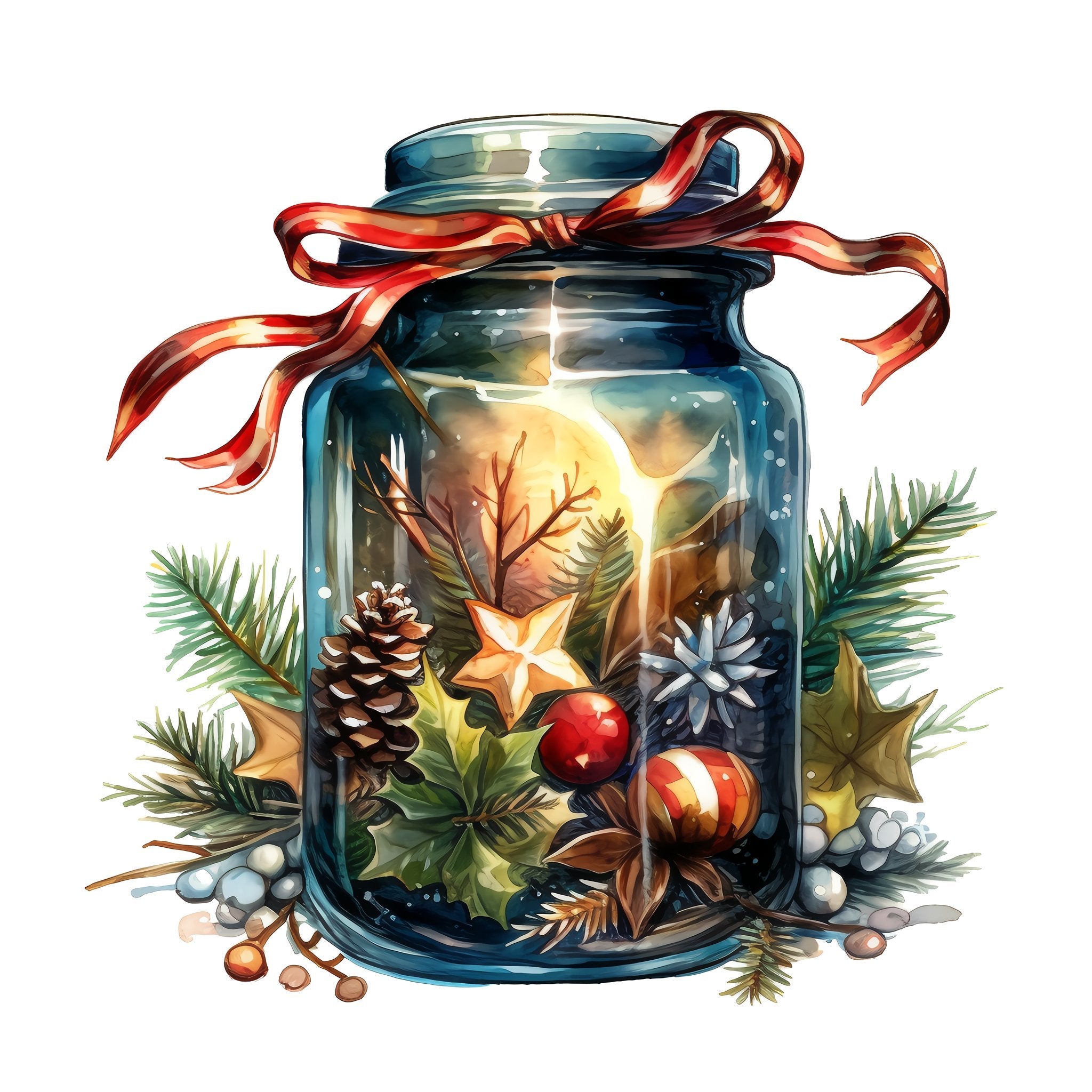 Christmas Eve Scene Jar #20 Fabric Panel