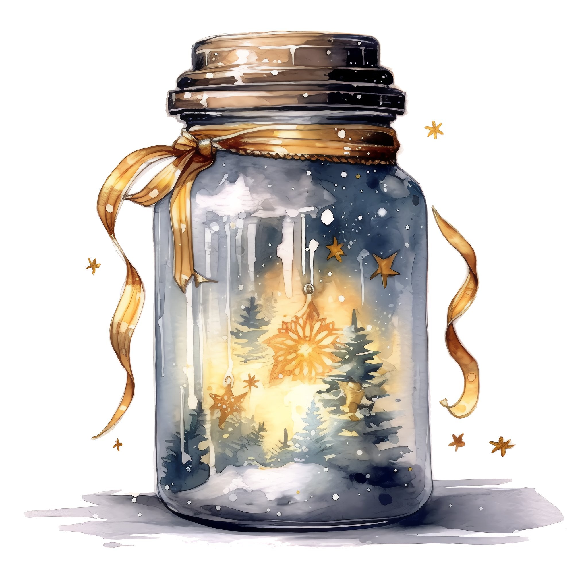 Christmas Eve Scene Jar #8 Fabric Panel