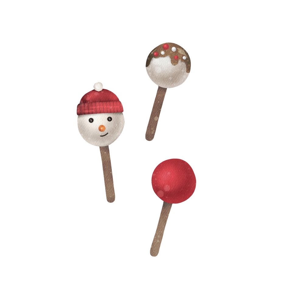 Christmas Cake Pops Fabric Panel - White