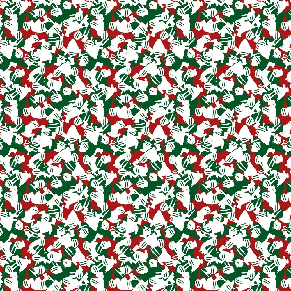 Christmas Camouflage Fabric - White/Green