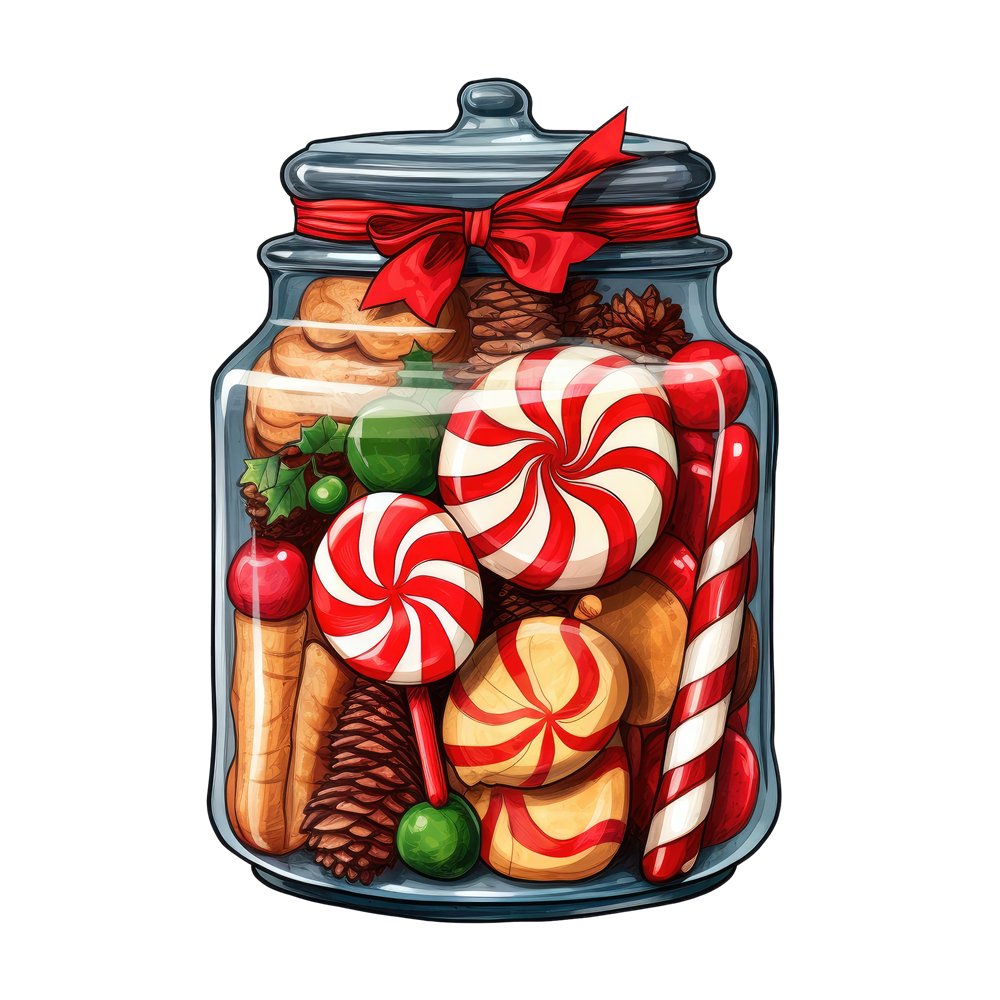 Christmas Candy Jar #9 Fabric Panel