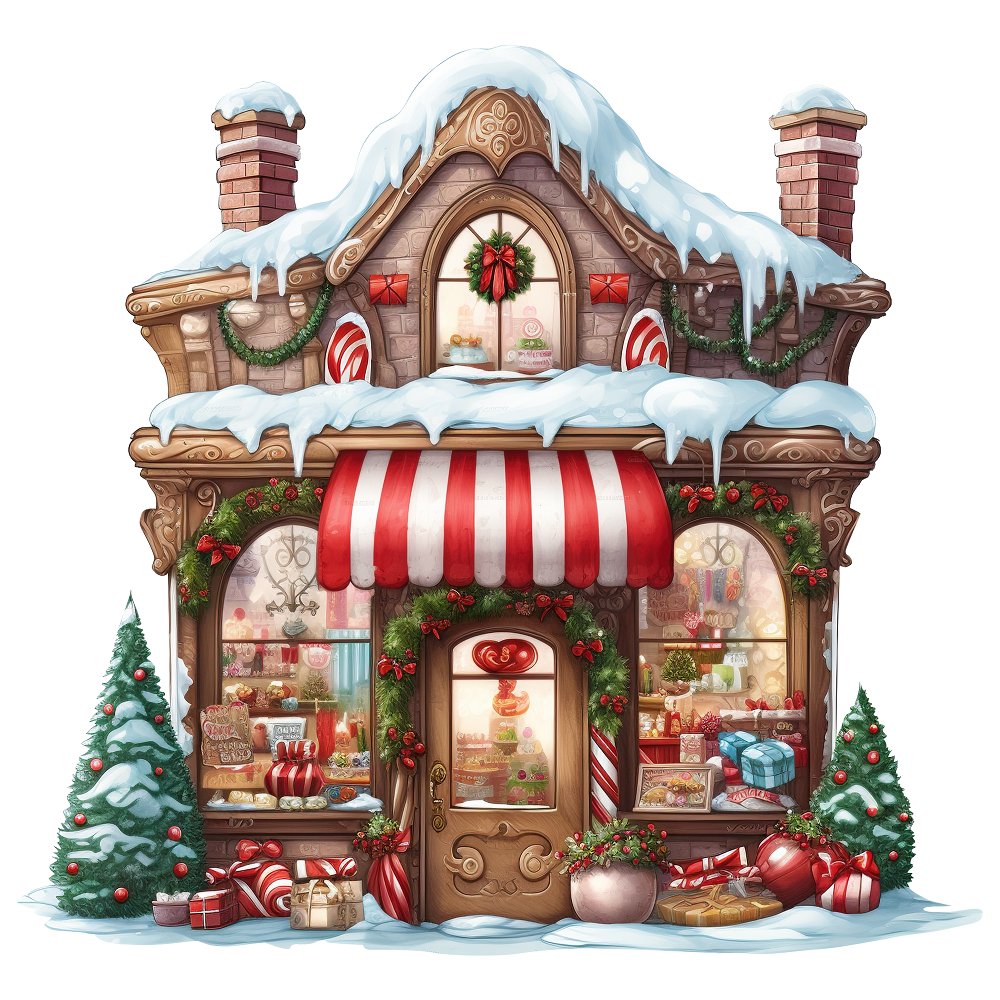 Christmas Candy Storefront Fabric Panel