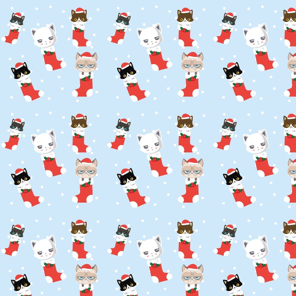 Christmas Cats in Stockings Fabric