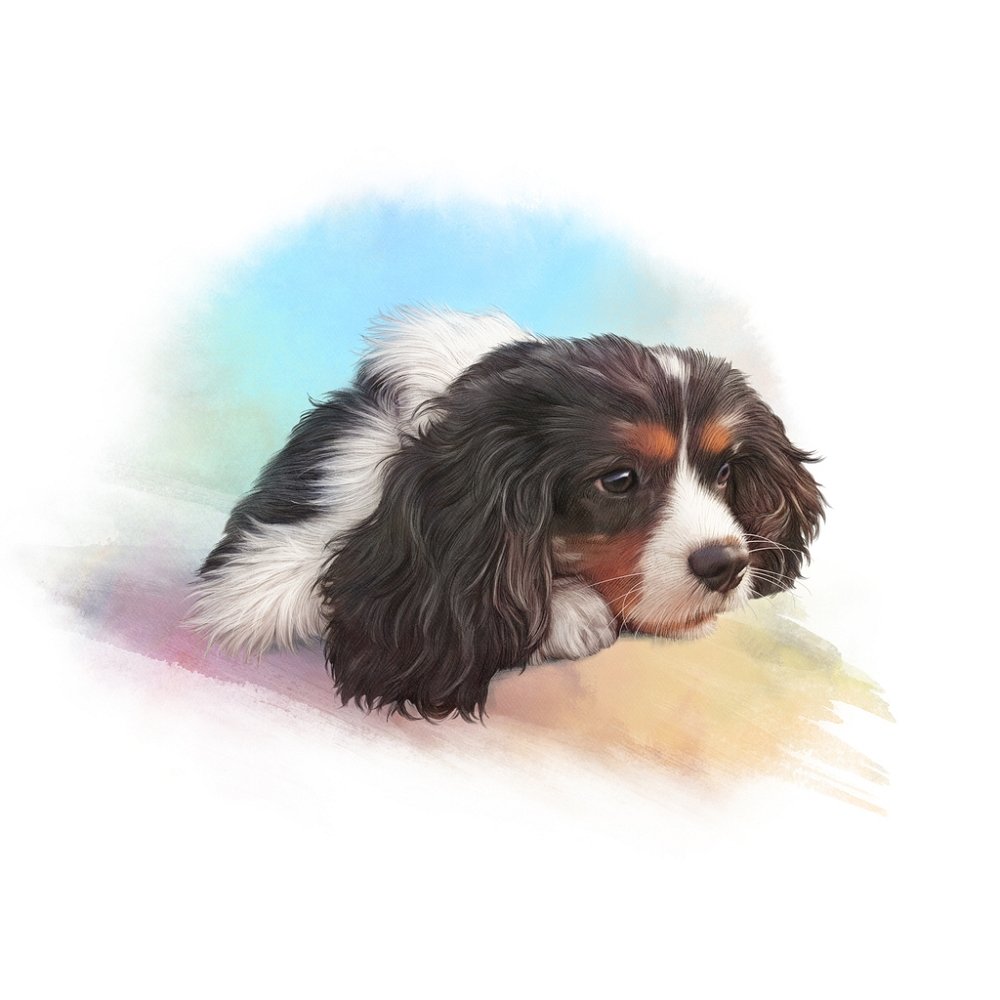 Cavalier King Charles Spaniel Portrait Fabric Panel