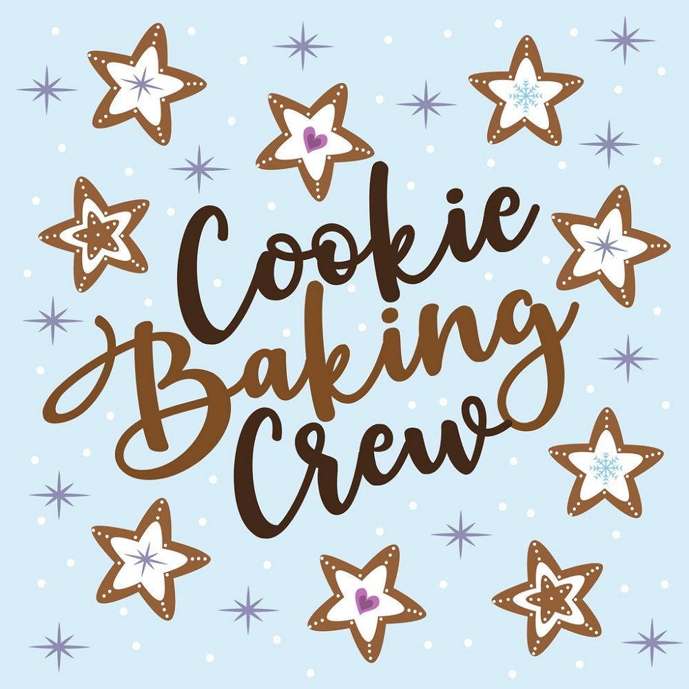 Cookie Baking Crew Fabric Panel - Blue