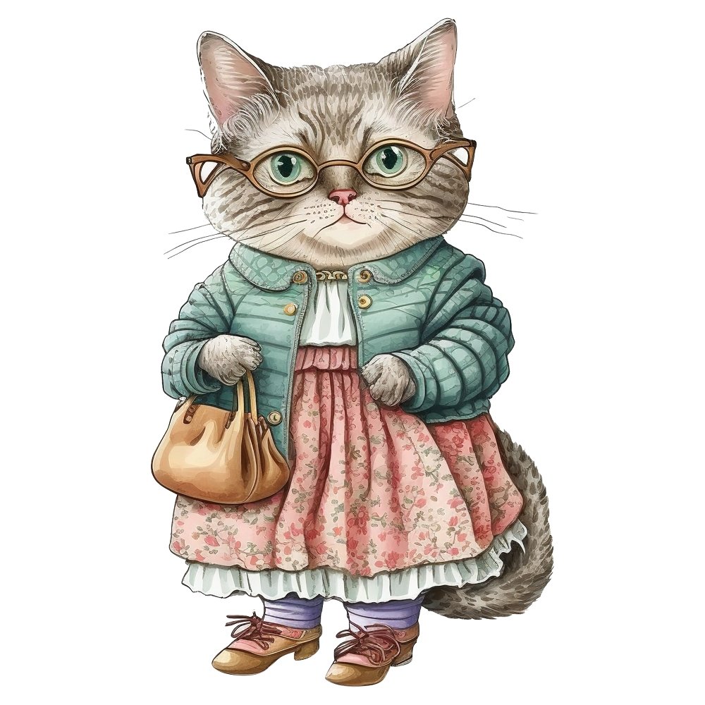 Cat Grandma #4 Fabric Panel