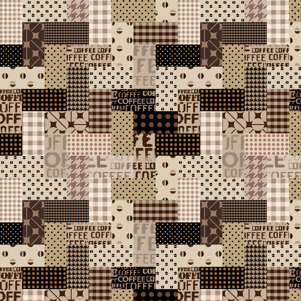 Coffee Patchwork Fabric - Brown
