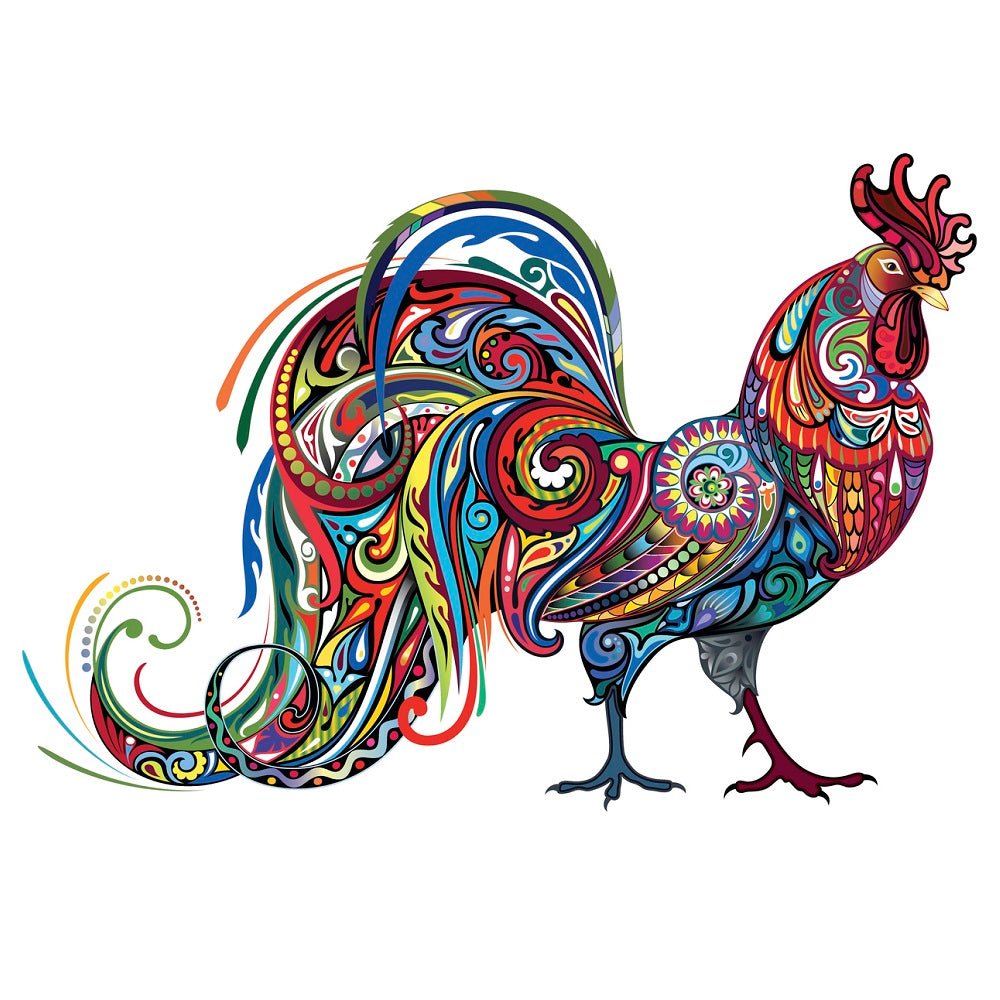 Colorful Cockerel Fabric Panel