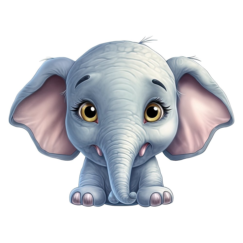 Cartoon Smiling Elephant Fabric Panel