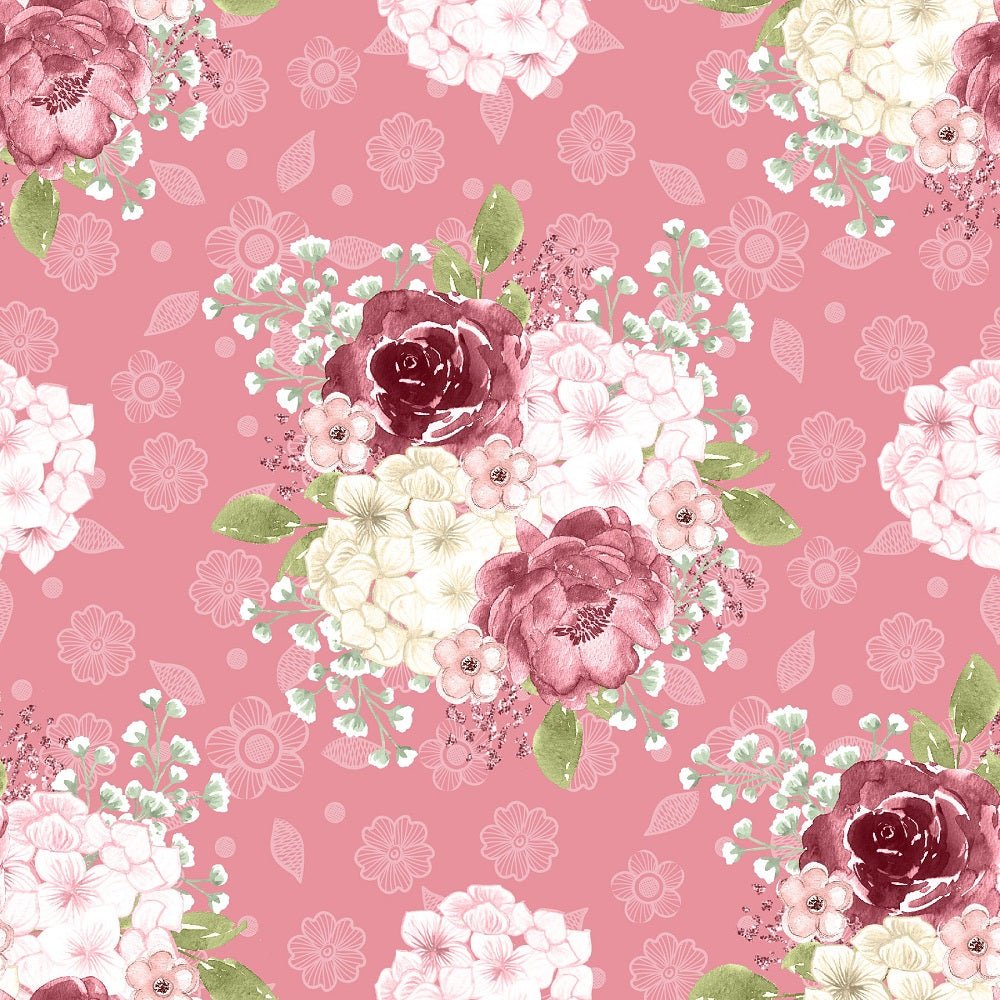 Canyon Rose Large Floral Fabric - Pink