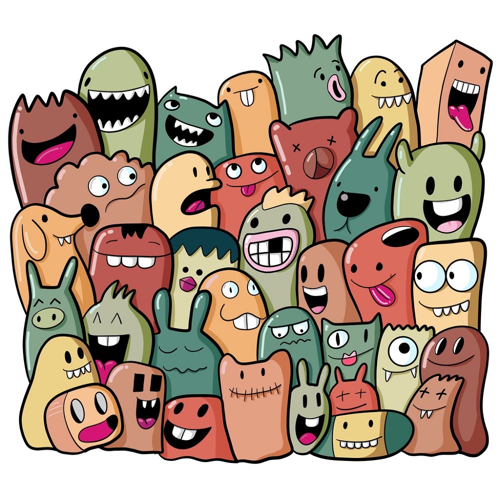 Cartoon Aliens Fabric Panel - Multi