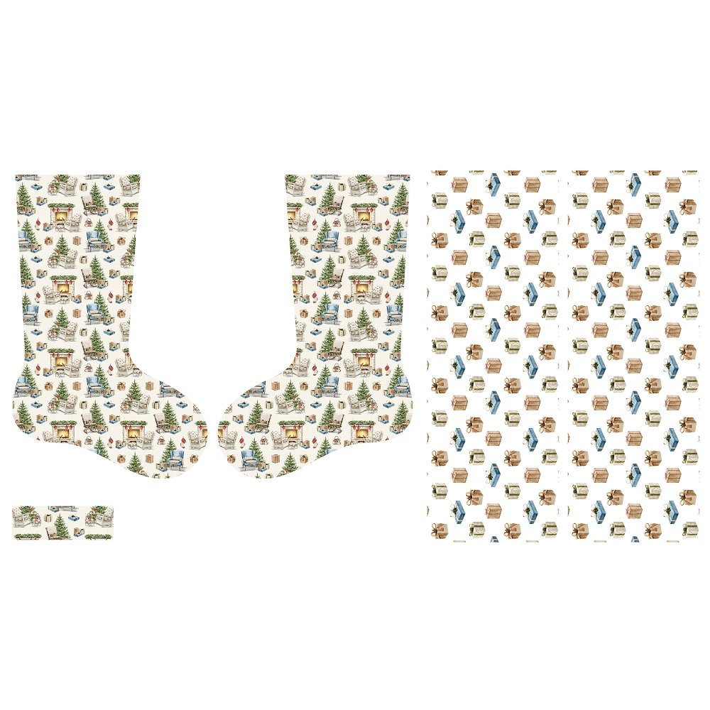 Christmas Little Critters Stocking Fabric Panel