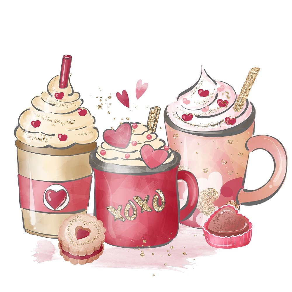 Valentines Coffee #2 Fabric Panel