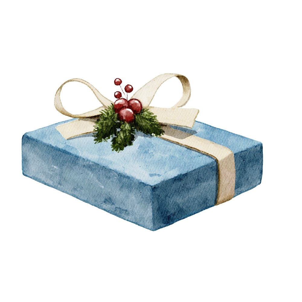 Vintage Christmas Gift Box Fabric Panel