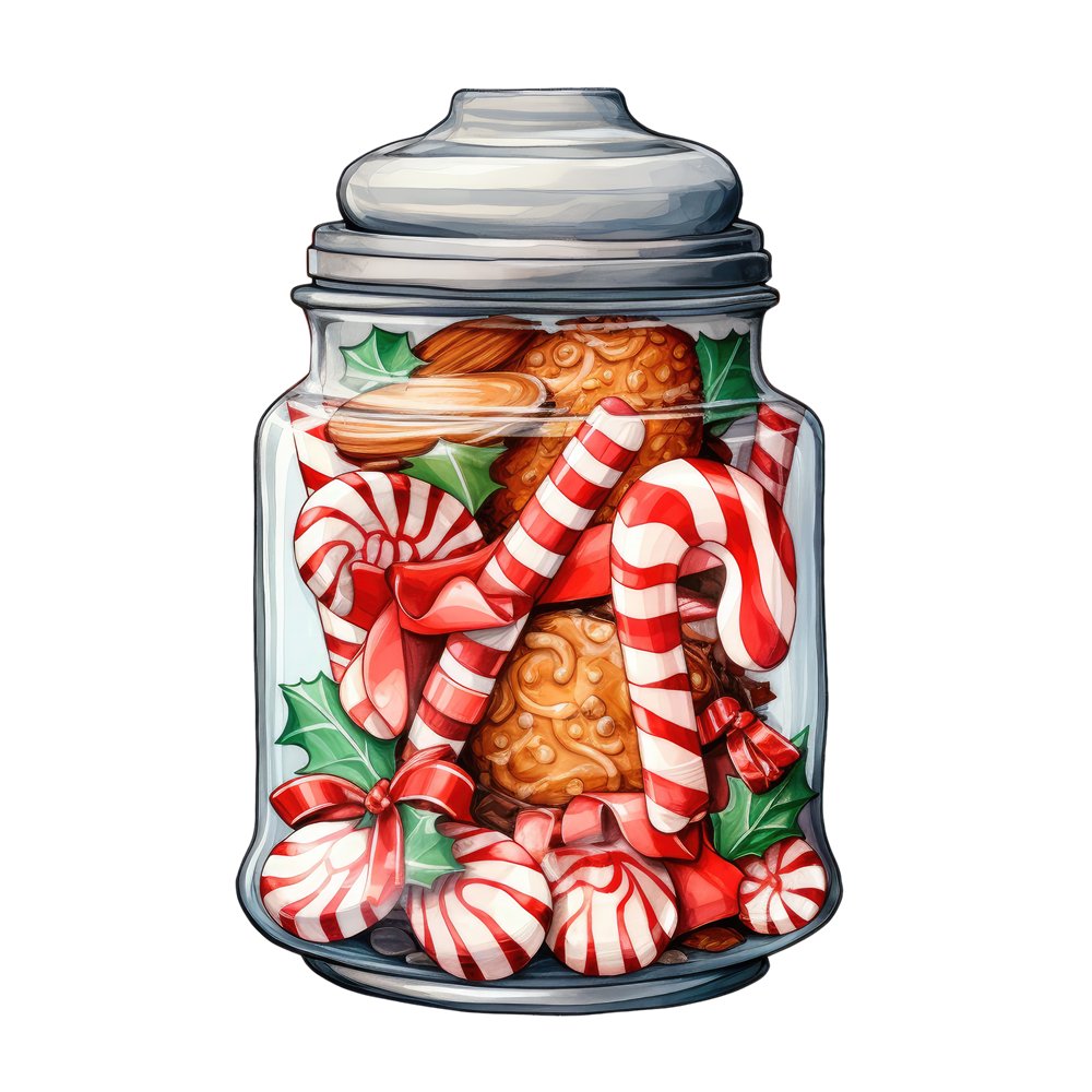 Christmas Candy Jar #4 Fabric Panel