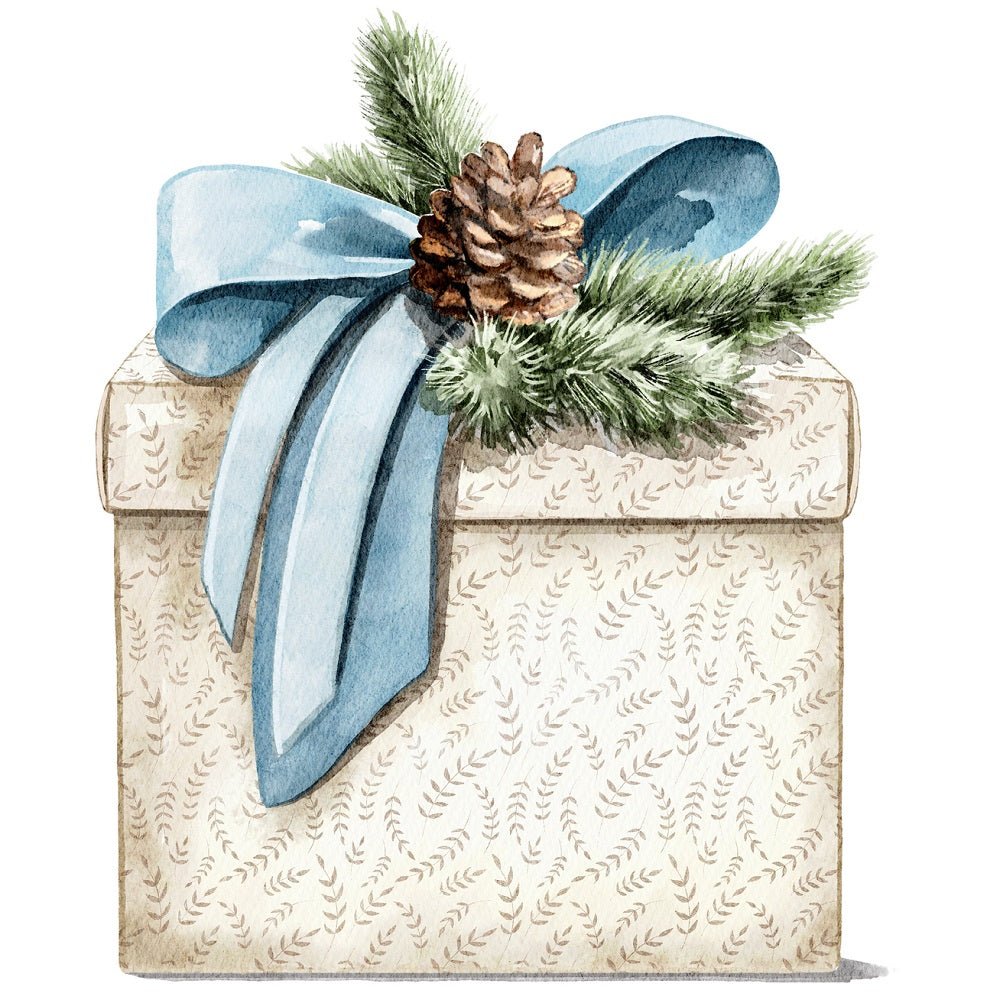 Christmas Little Critters Present with Pine Cone Fabric Panel