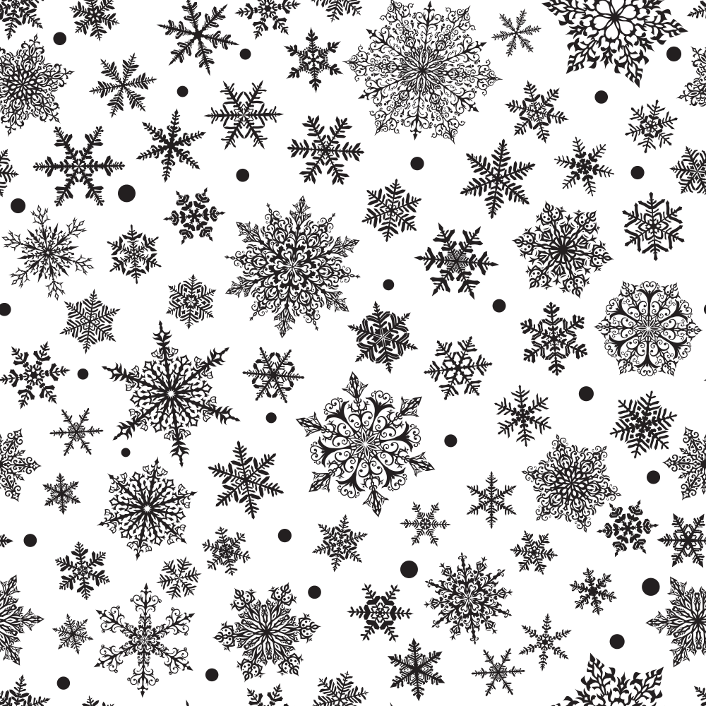 Complex Snowflakes Fabric - Black/White