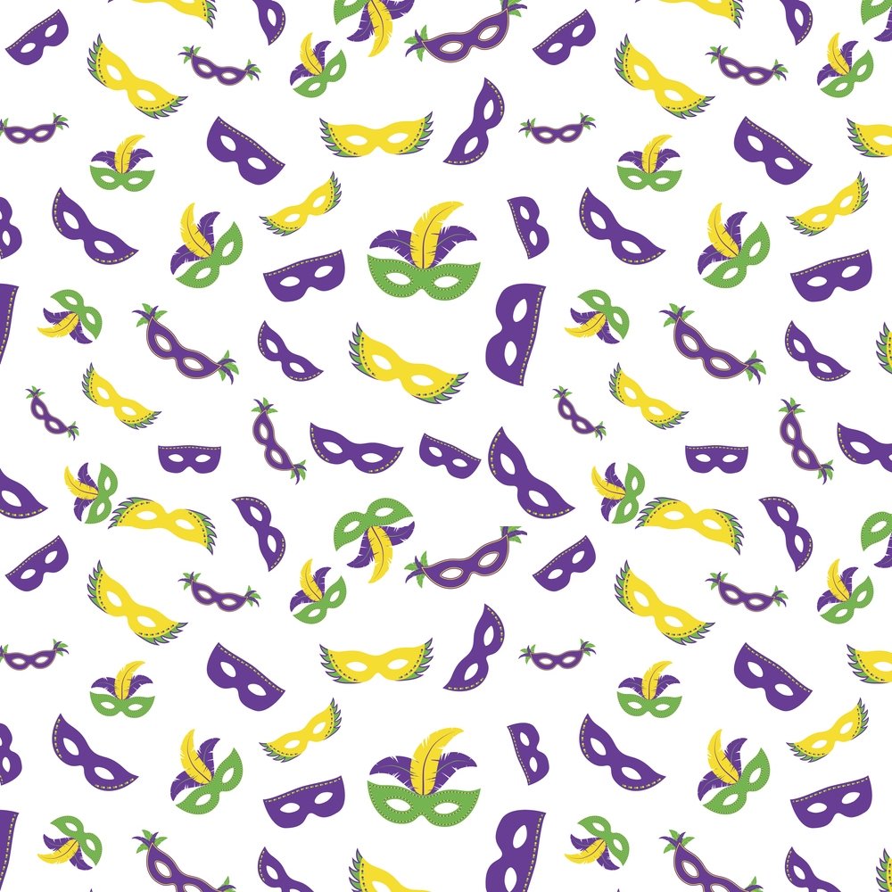 Tossed Mardi Gras Mask Fabric