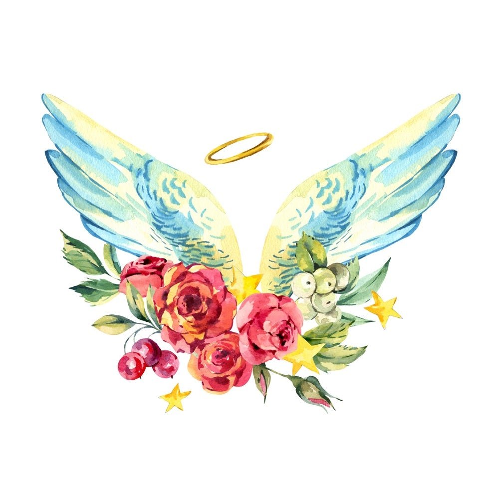 Vintage Angel Wings With Halo Fabric Panel