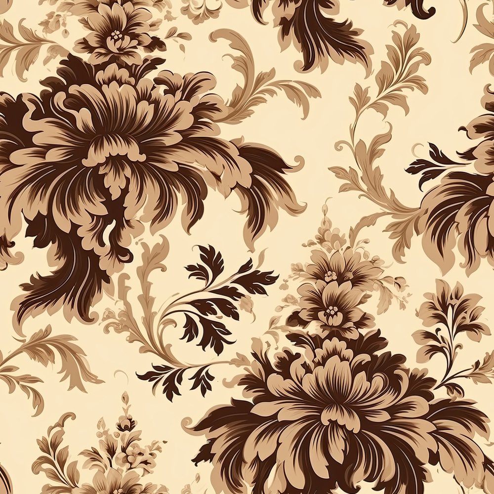 Vintage Beige Damask Pattern #3 Fabric