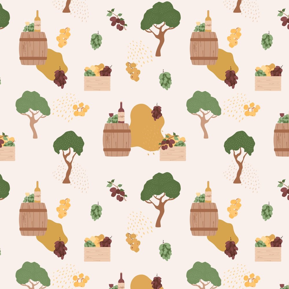 Winemaking on the Vineyard Fabric - Tan
