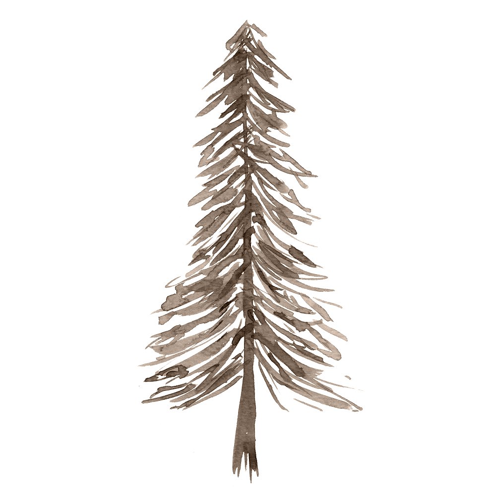 Winter Animals Tree Fabric Panel - Brown