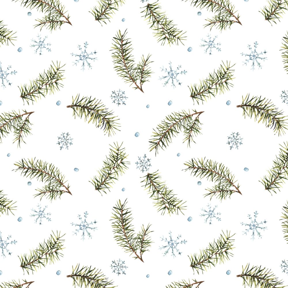 Winter Branches & Snowflakes Fabric