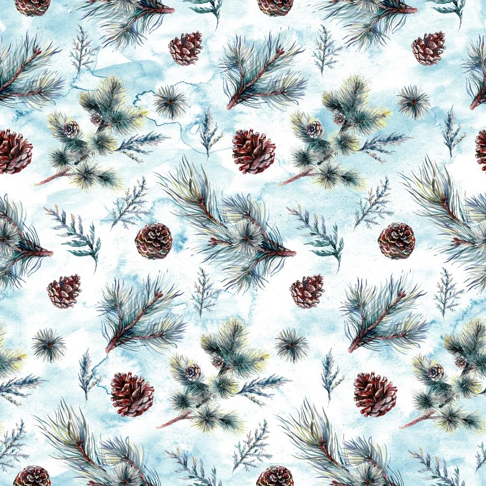 Winter Forest Allover Fabric - Blue