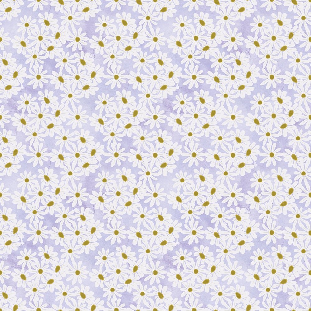 Tossed Daisies Fabric - Purple