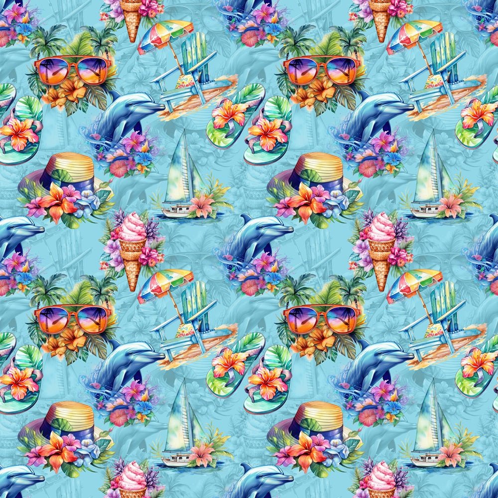 Tropical Party Elements Fabric