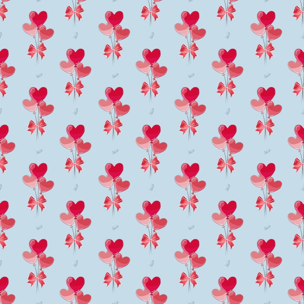 Valentine Balloon Hearts Fabric - Blue