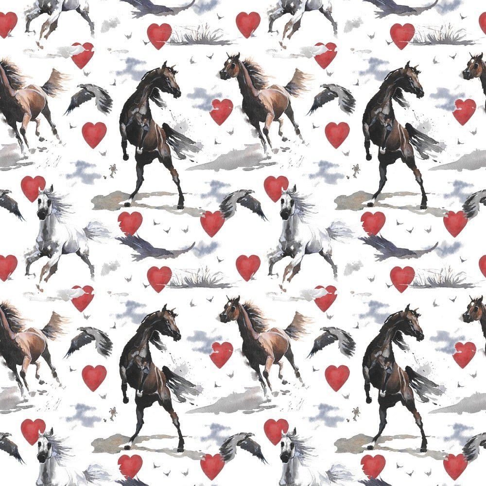 Wild Horses with Hearts Fabric