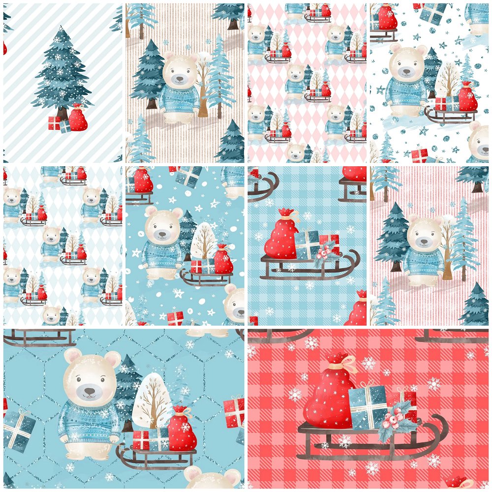 Winter Bear Fat Quarter Bundle - 10 Pieces